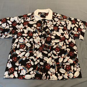 Hall of Fame Bowling Shirt Mens 2XL All Over Print Made USA Tournament
